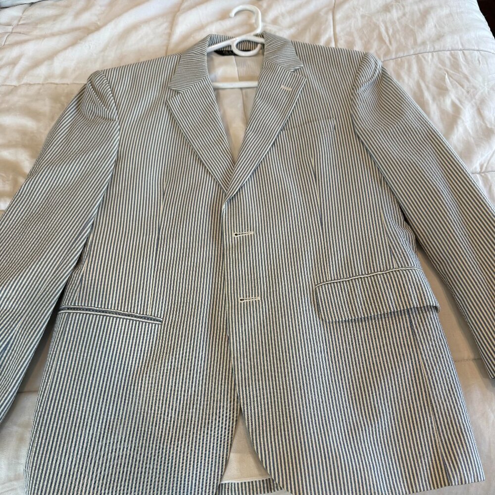 Jos A Bank Seersucker Blazer 38S